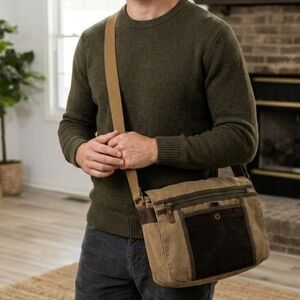 Fossil Original A-54 Messenger Commuter Bag Brown Canvas Shoulder Crossbody